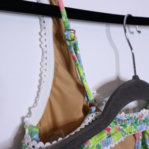 YELLOW THE LABEL Knox Lace Trim Two Piece Bikini Floral Palasides Women's L - Picture 9 of 13